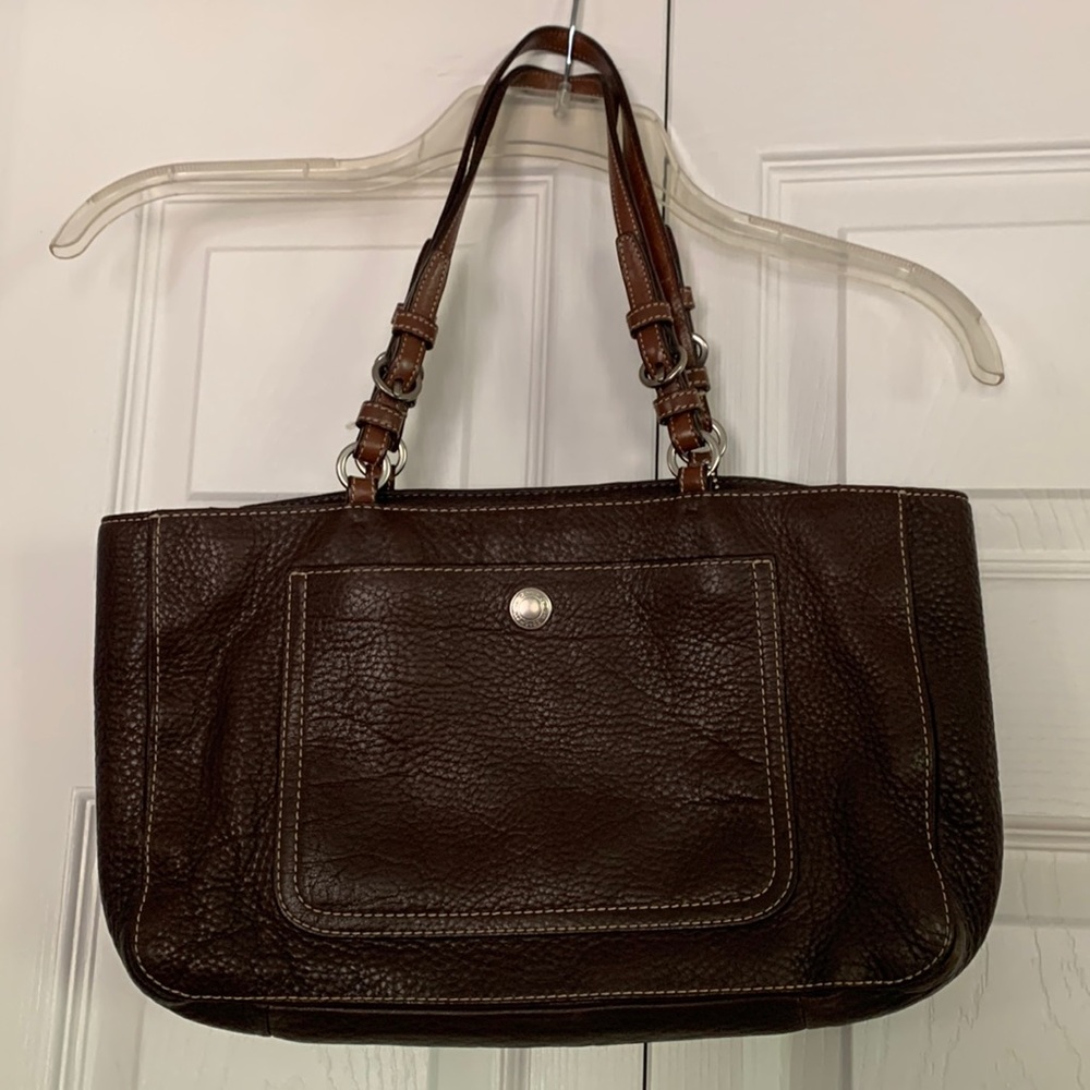 Coach Chelsea pebble leather purse black and tan